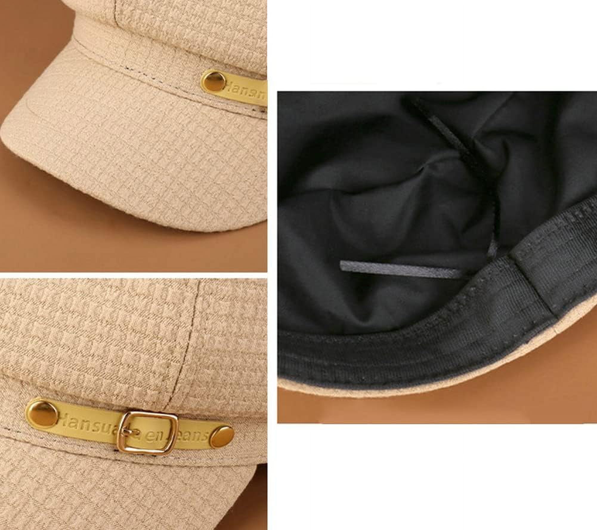 1947 Women Newsboy Hats, Ladies Warm Wool Visor Beret Caps For Cabbie Women Leather Newsboy Cap Visor Beret Cabbie Hat Sheepskin  main image 2