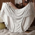 thumbnail image 4 of opolski Women Panties Mid Waist Lace Bow Decor Plus Size Solid Color Tummy Control Butt-lifted Soft Stretchy Quick Dry Anti-septic Lady Underpants Briefs, 4 of 8