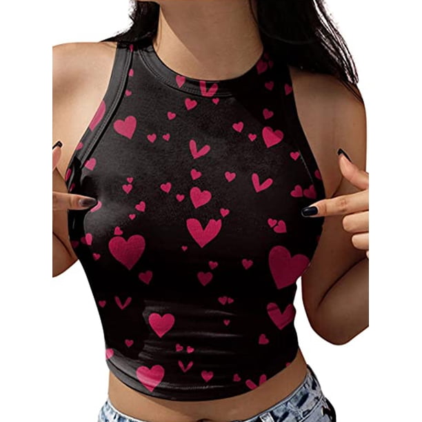 Txlixc Camisole sin mangas para mujeres recorta chalecos con estampado de patrón estético de moda y recorta chalecos de camuflaje de verano Txlixc moda