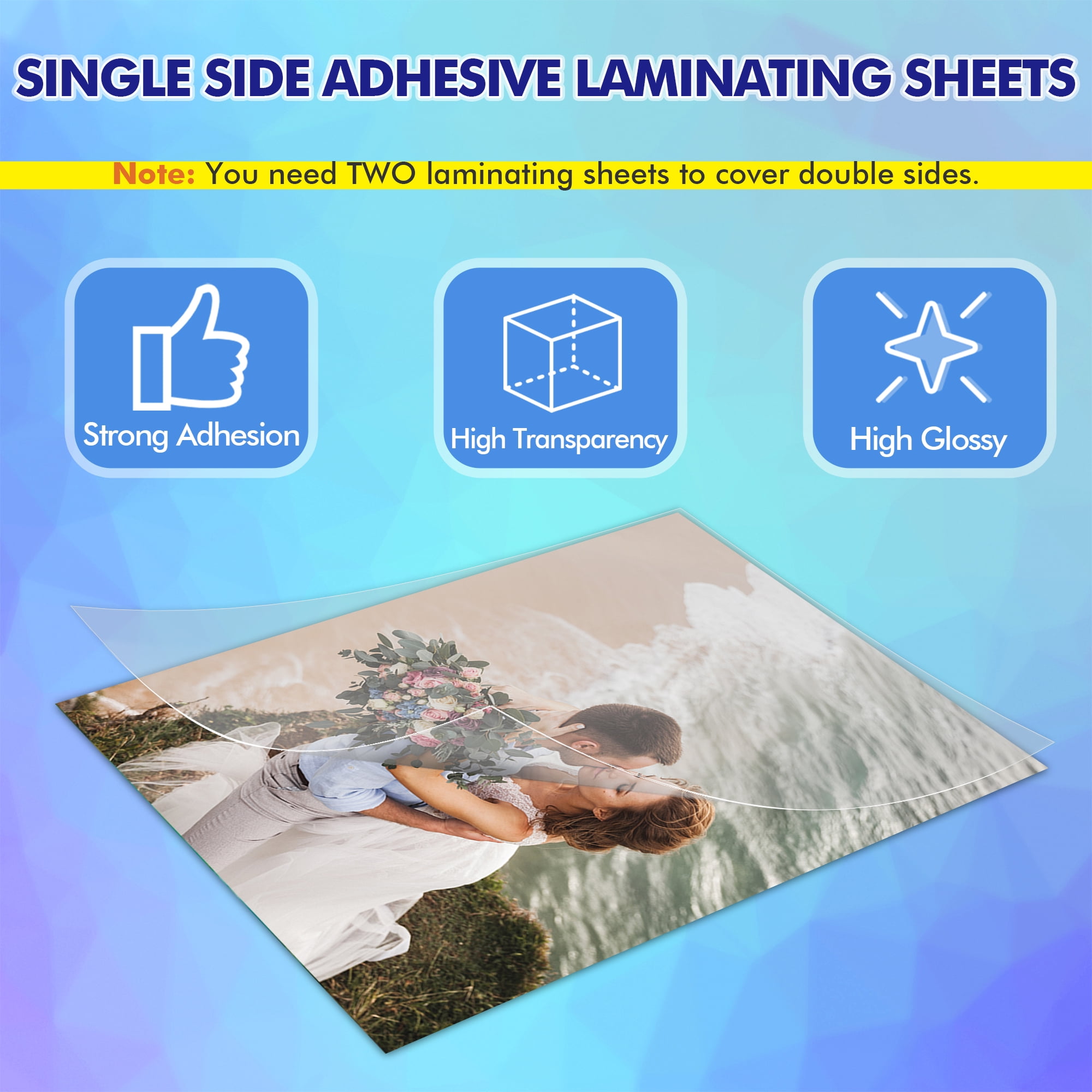 KOALAPAPER Permanent Self Adhesive Laminating Sheets 9x12 in Clear, Bulk Peel and Stick Self Seal Laminte Sheets 75PK No Machine Needed Laminate Sheets, Waterproof for Letter Size Stickers, Photos