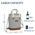 thumbnail image 6 of Flyingstar 6-Bottle Wine Cooler Bag, Wine Gift Bag with Insulated, Padded Wine Bottle Compartments, Blue Stripe, 11'' W x 8'' D x 14'' H, 6 of 7