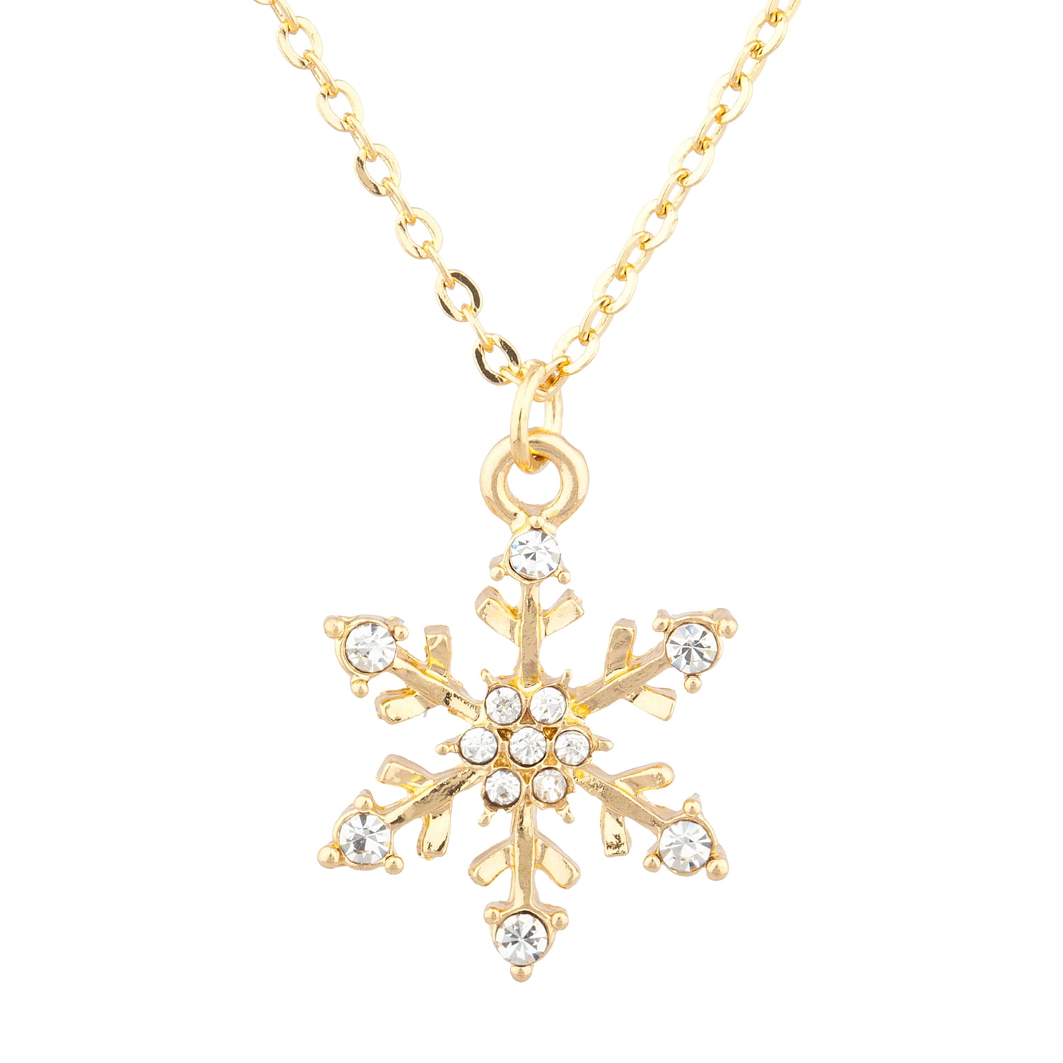 Lux Accessories Gold Tone Christmas Holiday Festive Snowflake Pendant ...