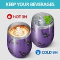 thumbnail image 4 of 12oz Stemless Wine Tumblers Purple Halloween Black Bats Vacuum Insulated Stainless Steel Travel Tumbler Cups Mug with Lid and Straw for Champaign,Cocktail,Beer with Cleaning Brush, 4 of 5