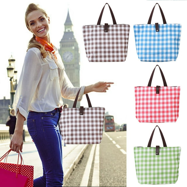 Bolsa plegable de la compra - Bolsa portátil de tela 600D con capacidad de 10 kg, tamaño grande de 45,5x32x12cm, plegable para fácil almacenamiento