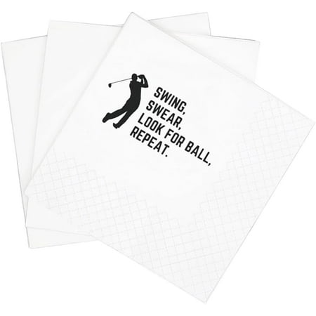 20pcs Funny Sarcastic Golf Quotes Cocktail Napkins, Swing Swear Look for Ball Repeat Disposable Paper Cocktail Napkins For Retirement Birthday Bachelor Party , 5x5" (Swing Swear) 5"x5"