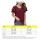 thumbnail image 5 of Camiseta de mujer Color puro cuello en V puños con volantes moda cómoda manga corta Top para oficina hogar citas vino rojo XXL, 5 of 6