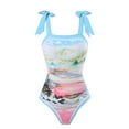 thumbnail image 3 of Lopeceal One Piece Swimsuit Women with Cover Up Tummy Control Graphic Sarong Straps Monokini One Piece Bathing Suits with Skirt Wrap, 3 of 6