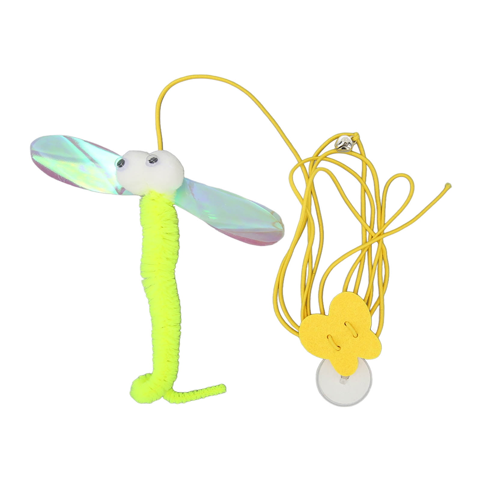 Cat Teasing Toy Dragonfly Shape Hanging Interactive Cat Toys Elastic Rope Easy Disassembly Adhesive Hook Retractable For Cats For Cabinet Door