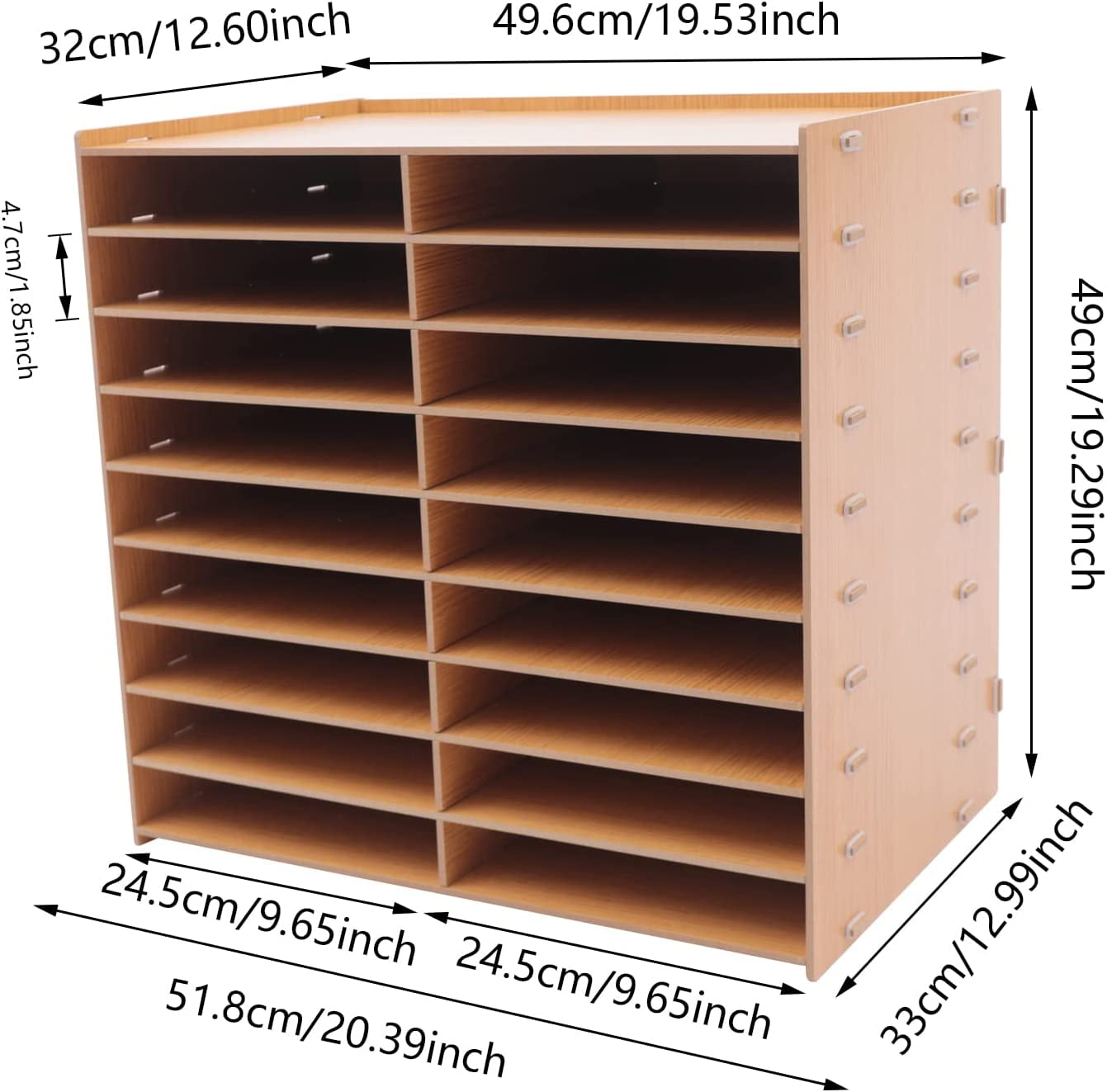 Miumaeov Office Desk Desktop Organizers, 9-Tier Golden Oak Accessories Letter Tray Paper Holder File Document Rack Shelf Literature Bill Organizer Rack
