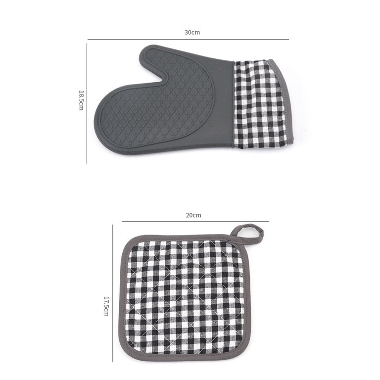  4Pcs Oven Mitts and Pot Holders Set, Black and White