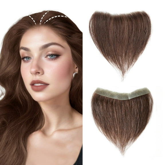 ViviaBella Frontal Hairpiece for Women Natural Black Hair Extension Hairline Loss Straight Tape in Human Hair Toppers Replacement Toupee