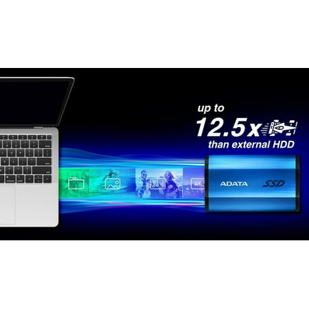 ADATA - SE800 1TB IP68 Rugged SuperSpeed External USB 3.2 Gen 2 USB-C Portable SSD - Blue