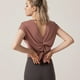 thumbnail image 4 of Ropa de yoga dividida para mujer, top deportivo de manga corta para correr, holgado e informal, top de fitness para mujer, 4 of 5