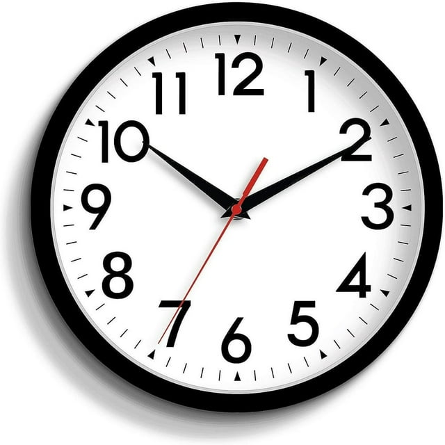 YOPTOP Wall Clock Modern Wall Clocks Battery Operated 10 Inch Simpel Silent Non-Ticking Clock Decorative for Kitchen Office Outdoor Bedroom Living Room School Classroom,black-a