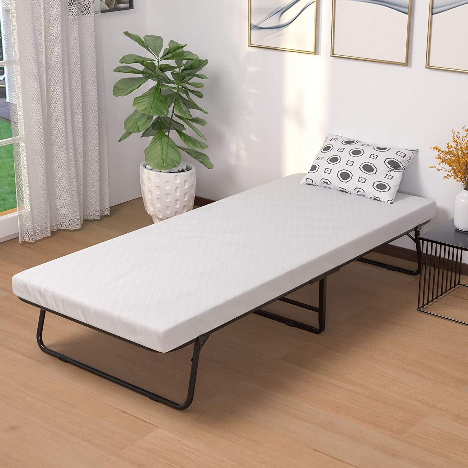 mecor Folding Bed with Foam Mattress/Rollaway Guest Bed with Strong