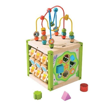 Everearth Mon Premier Cube D Activite Trieuse De Forme En Bois Labyrinthe De Perles Amp Compter Bebe Jouet Walmart Canada