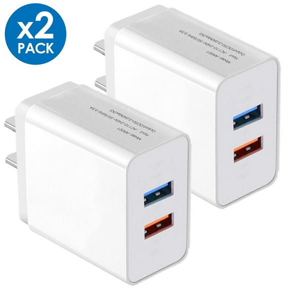 USB Wall Charger, Charger Adapter, TRMTECH 2-Pack 2.4A Dual Port Quick Charger Plug Cube for iPhone 14 13 12 11 Pro Max 10 SE X XS 8 Plus Samsung Galaxy S22 S21 S20 Power Block Fast Charging Box Brick
