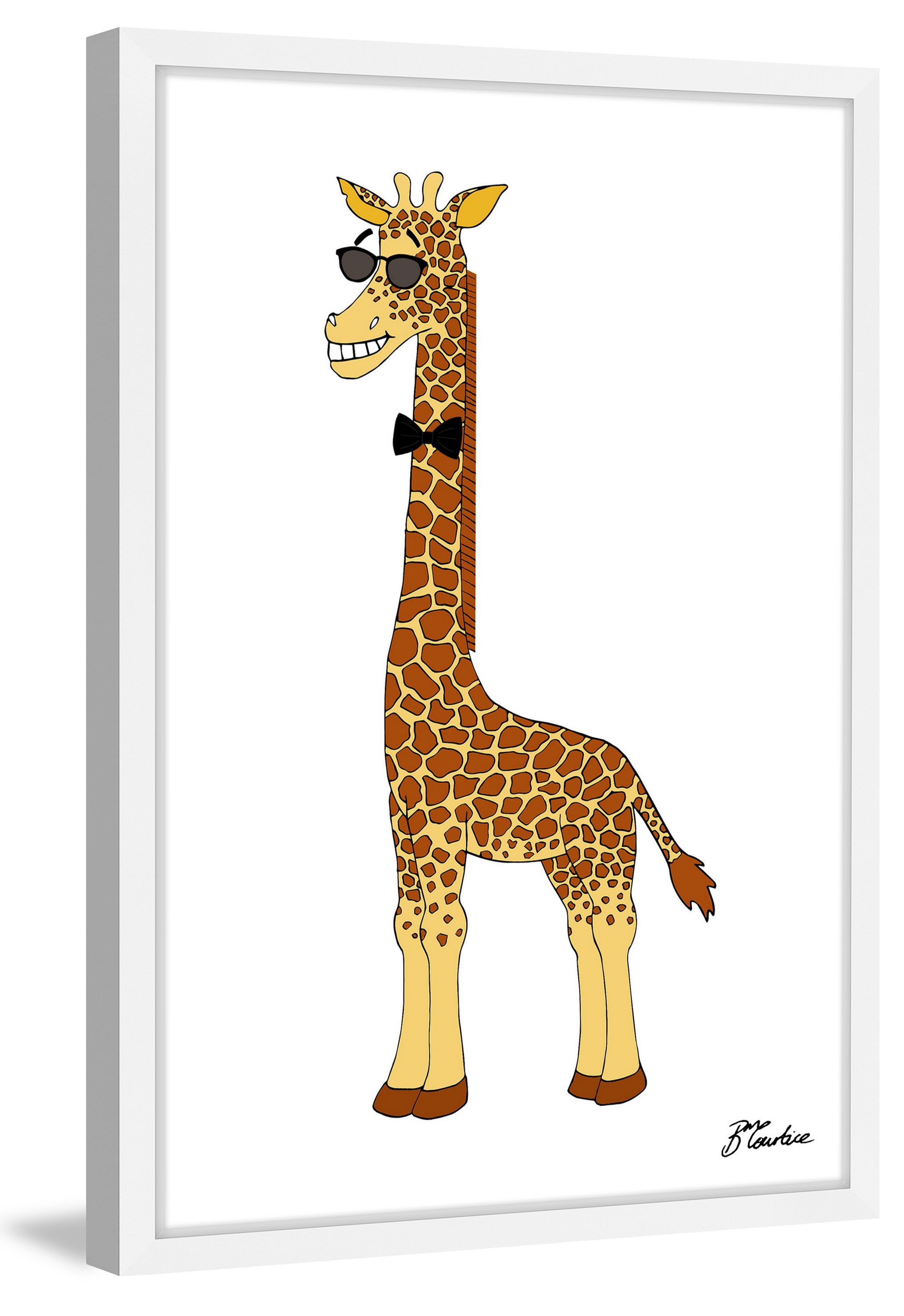 "Hippy Giraffe Tall" Framed Painting Print