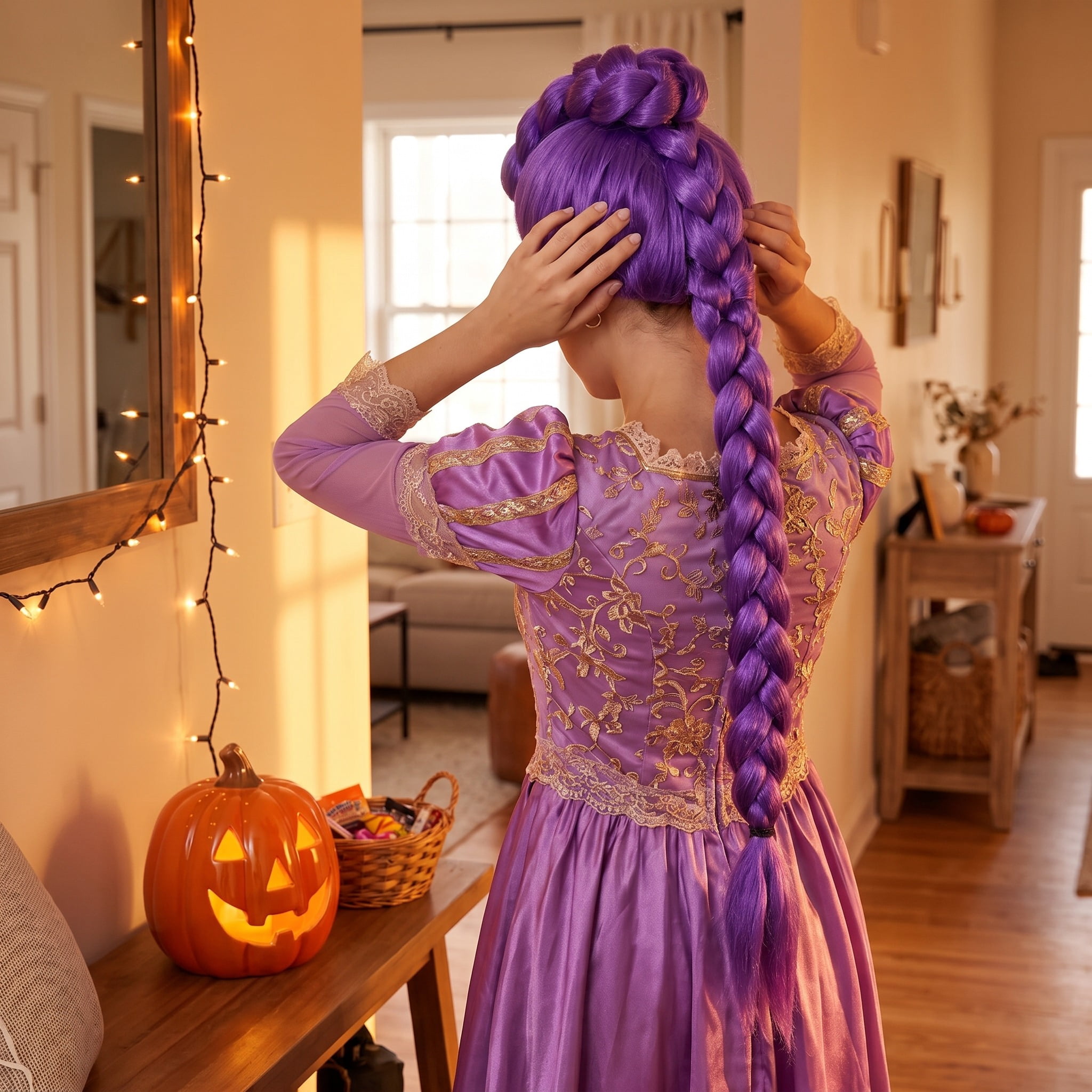Braided Ponytail Wig Costume Accessory for Adults, Purple, Halloween by Way To Celebrate