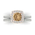 thumbnail image 2 of Clara Pucci 14K White/Rose Gold 1.495 Simulated Champagne Engraveable Engagement Ring + Wedding Band Set, 2 of 7