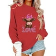 thumbnail image 6 of Women's Valentine's Day Heart Graphic Sweatshirt - Plus Size Crewneck Long Sleeve Love-Themed Pullover, Cute Gnome & Heart Print Casual Tops for Date Night & Gifts, 6 of 6