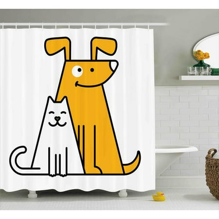 Zoomie Kids Lucia Cats And Dogs Friends Single Shower Curtain