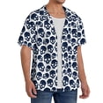 thumbnail image 2 of KLL black Skull white Print Men's Shirt Short Sleeve Button Down Summer Cuba Beach Shirts- Medium, 2 of 5