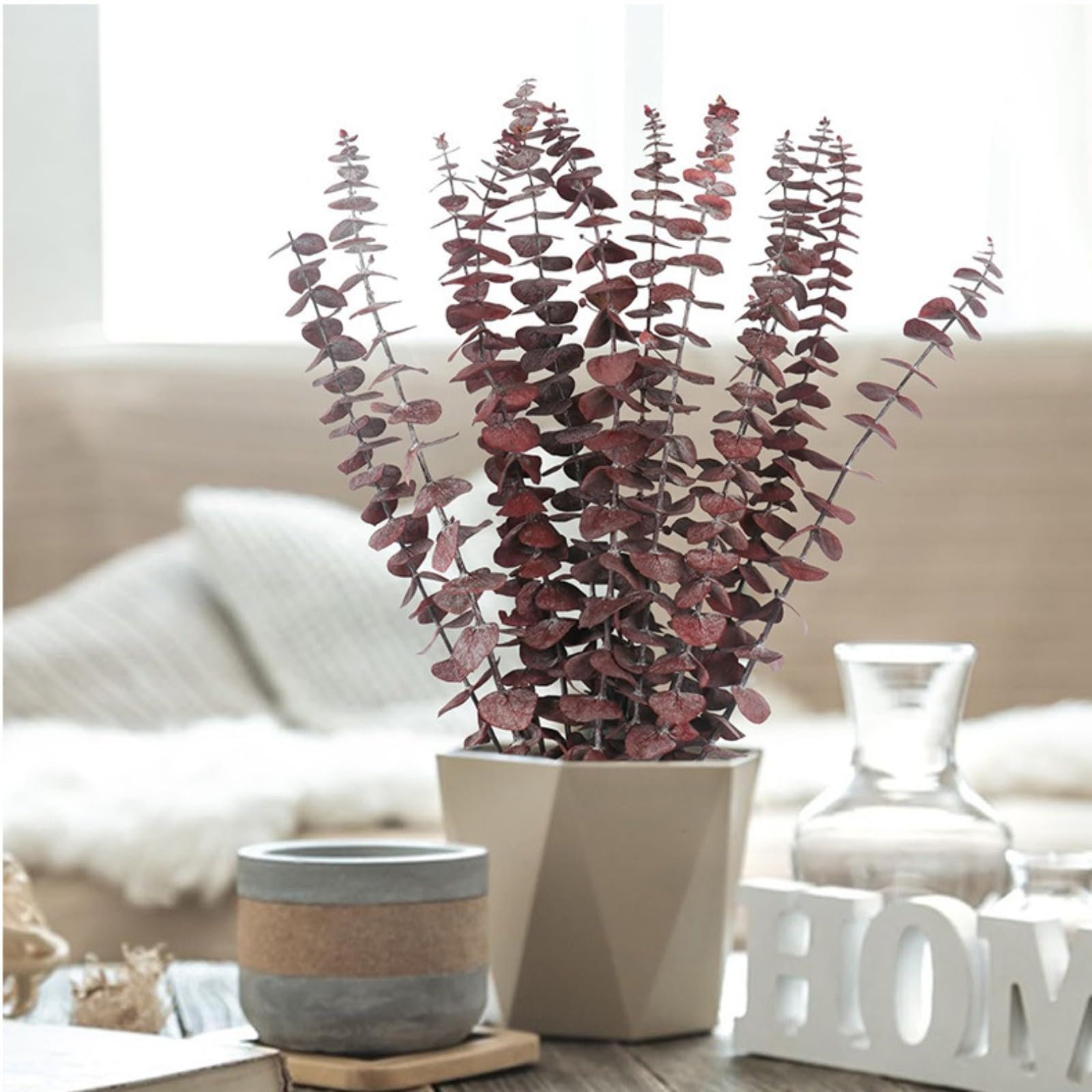 40 Pcs Red Dried Preserved Eucalyptus Stems for Shower Trianu 17'' Real Hanging Eucalyptus Leaves, 100% Natural Fresh Eucalyptus Shower Greenery Plants for DIY, Wedding, Home Vases Decor