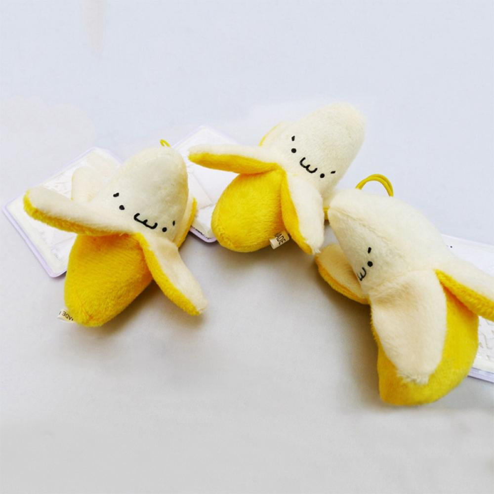 6Pcs Cute Mini Banana Pendant Soft Stuffed Plush Toy Keychain Keyring Phone Gift 