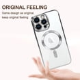thumbnail image 3 of KOMI Magnetic Case for iPhone 15 Pro Max Case [Compatible with MagSafe] Full Camera Protection Clear Plating Luxury Cover for Women Men Soft TPU Bumper Drop Protective Phone Case (6.7"), Silver, 3 of 5