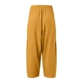 thumbnail image 4 of Fashion Women Casual Flower Print Print High Waist Mid Length Chiffon Ruffle Pants Women Business Casual Pants plus Size Dress Pants for Women Business Casual Tan Sweatpants Tan Dress Pants for Women, 4 of 5