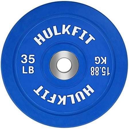 HulkFit Olympic 2-Inch Rubber Bumper Plate with Stainless Steel Insert  Blue