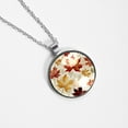 thumbnail image 4 of Thanksgiving Leaves Elegant Glass Circular Pendant Necklace for Women - Fashion Jewelry for Women's Necklaces, 4 of 5