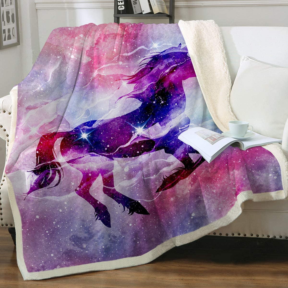 Galaxy Unicorn Blanket Purple Space 