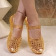 thumbnail image 5 of QWKLEAJ Women Jelly Mary Jane Sandals, Closed Round Toe Slingback Slip On Flat Slides, Waterproof Non Slip Slippers for Beach Shower Pool Household & Summer Daily Travel Wear Yellow 6, 5 of 6