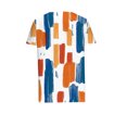 thumbnail image 6 of JTZGDY Boho Floral Tops for Women Cute Summer Short Sleeve Asymmetric Button V Neck Collared Business Work T-Shirts Dressy Casual Tunic Blouse Orange#03 S, 6 of 6