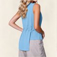 thumbnail image 5 of Ashirexll Summer Tops for Women Women Round Neck Sleeveless Waist Asymmetrical Hem Solid Color Casual Blouse Top, 5 of 7