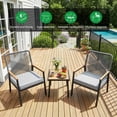 thumbnail image 3 of LIFERUN 3-Piece Patio Furniture Set, 2 Outdoor Rattan Chairs with 1 Table, Garden Set with 3.15in Thick Cushions, WPC Armrest, for Balcony, Backyard, Terrace, Grey, 3 of 13