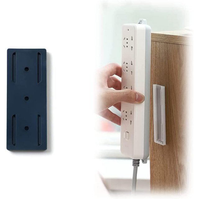 HUGFEGWE Self-Adhesive Desktop Socket Fixer, 2023 New Self Adhesive Power Strip Holder, Desktop mountable Plug-in Socket Fixer Bracket Stand, Cable Management Punch Free Surge Protector CJ25311-234
