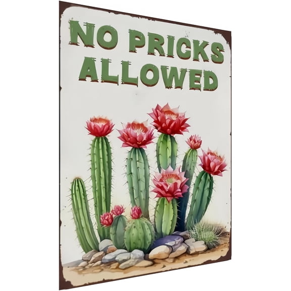 Funny Cactus Tin Sign Vintage Succulent Metal Wall Decor Plaque for Home Kitchen Garden Greenhouse 8 x 12 Inch