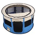thumbnail image 2 of Tienda de juegos plegable para mascotas, cerrada, portátil, espaciosa, versátil, para perros y gatos, para interior y exterior, color blanco y azul, 2 of 15