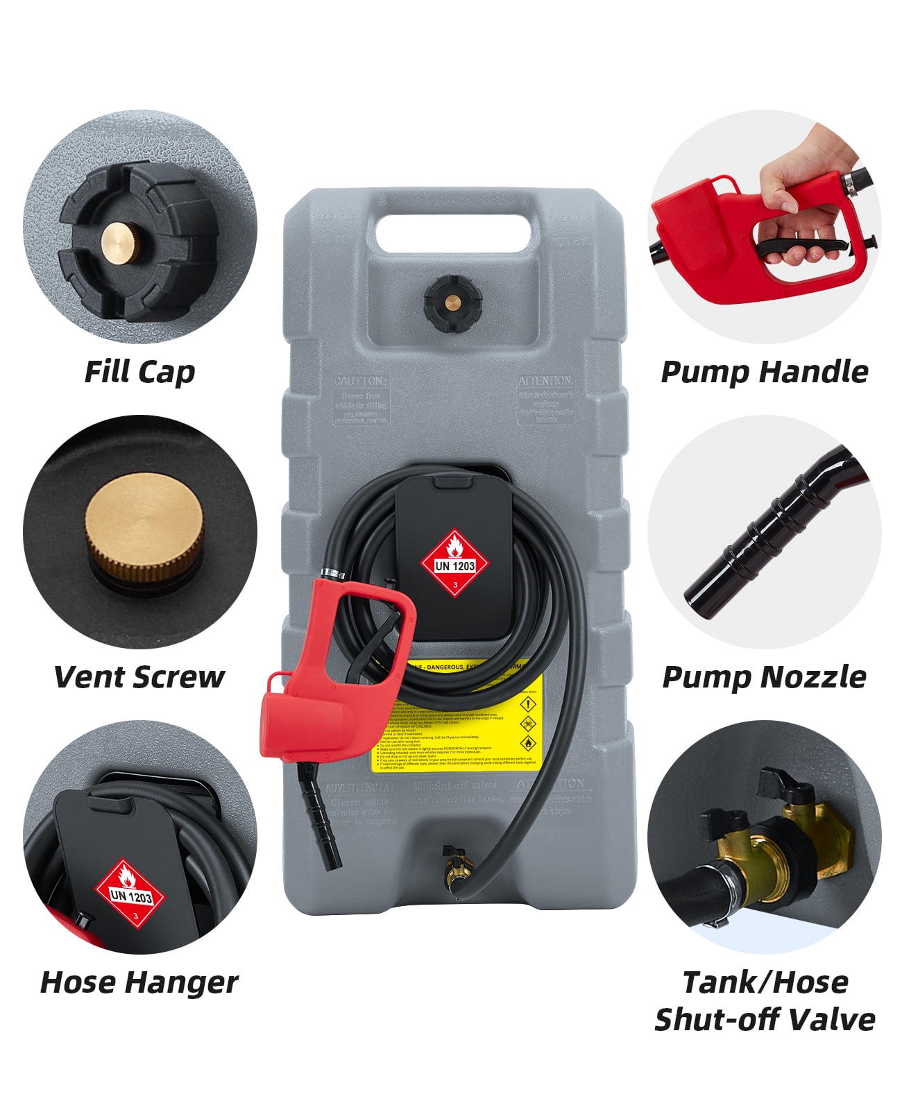 Fuel Caddy 15 Gallon Portable Gas Fuel Tank Container Caddy, Gasoline Diesel Fuel Tank with Manual Transfer Nozzle,Diesel Fuel Container