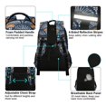 thumbnail image 4 of FORMRS Unisex Backpack Elementary School Travel Bookbag with Reflective Stripes, Blue Elegant Geometric, 4 of 7