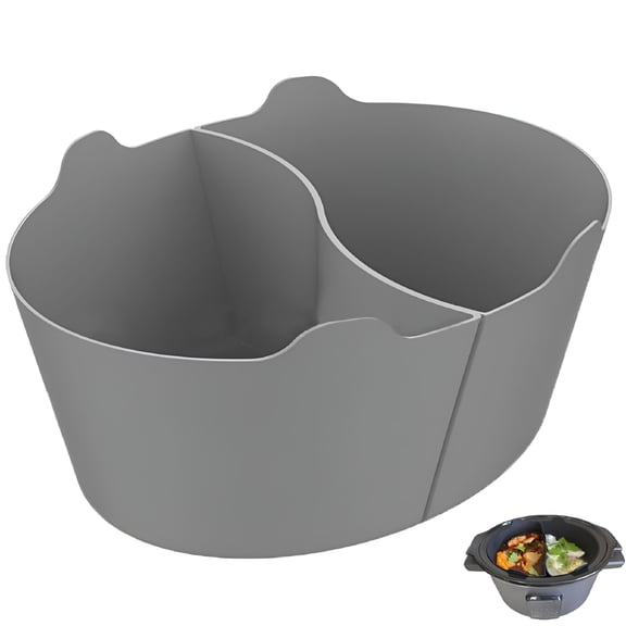 ACDANC 2-in-1 Silicone Slow Cooker Liner for 6 Quart Crock Pot, Reusable Heat-Resistant Divider Insert, Dishwasher Safe