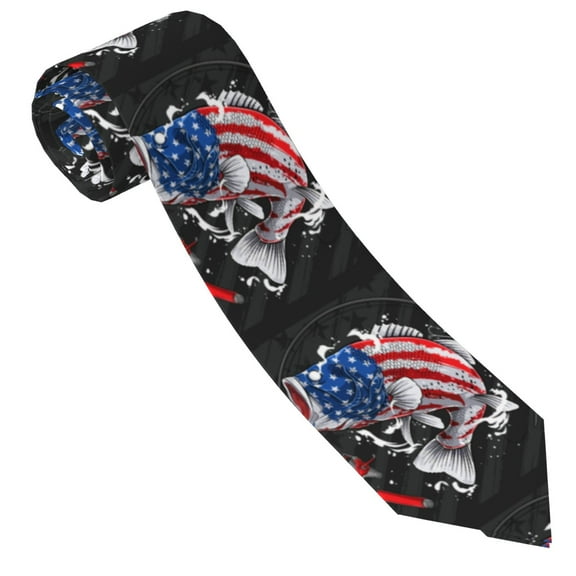 Sigee Largemouth Bass Fish in USA for Elegant Men's Necktie,Classic Tie for Formal and Casual Occasions