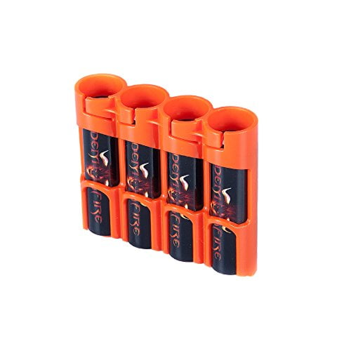 Storacell SL18650ORG by Powerpax SlimLine 18650 Battery Caddy, Orange, Holds 4 Batteries (Not Included)