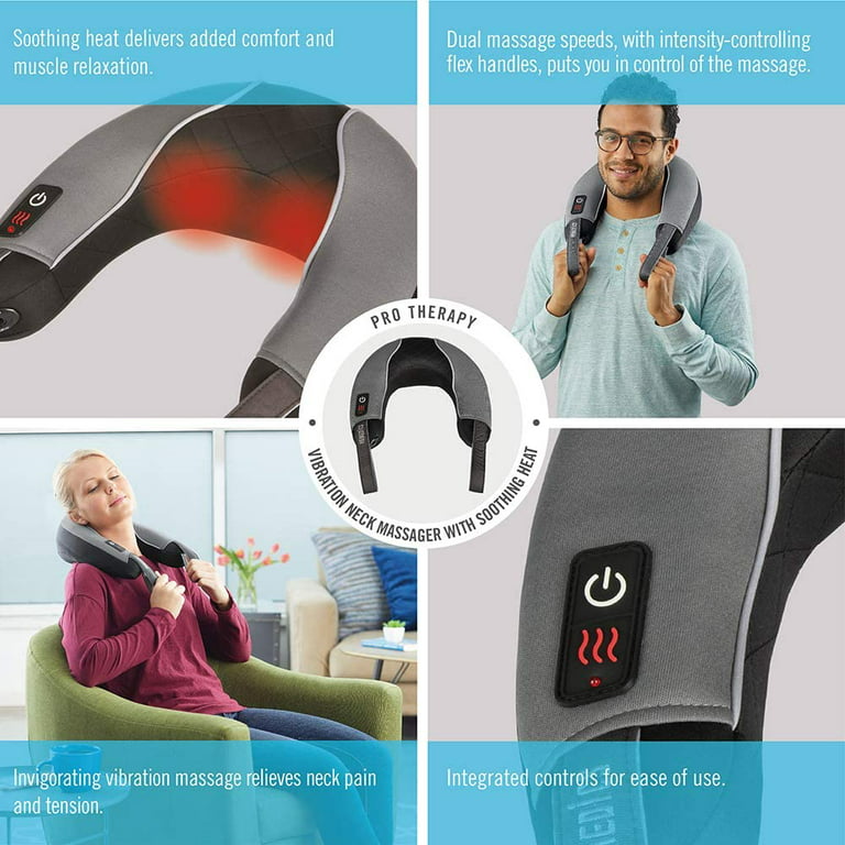 HoMedics Pro Therapy Vibration Neck Massager With Soothing Heat and  Vibration, Two Speeds,NMSQ-217HJ 