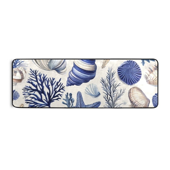 Shells and Starfish Runner Rug for Hallways Kitchen Non Slip 2'x 6' Washable Hall Carpet for Bedroom Entryway Laundry Room
