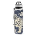 thumbnail image 2 of Sports Water Bottle 1000ML Tritan Food Grade Clear Water Bottle Fitness Outdoor Sports Bike Blue Flowers and Tigers, 2 of 7