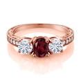 thumbnail image 2 of Gem Stone King 18K Rose Gold Plated Silver 3-Stone Ring Rhodolite Garnet Moissanite(2.02 Cttw) (Size 8), 2 of 4